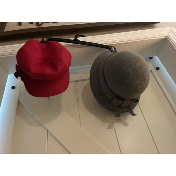 Wool Classic Elegant French Style Betmar (red) Flower (Gray) Bow Hat Bundle - Picture 1 of 7